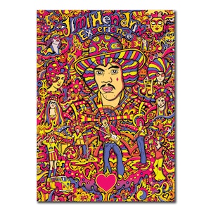 Jimi Hendrix-kaart, verjaardagskaart, rockmuziekkaart, psychedelische kaart, papa-kaart, kaart voor hem, kaart voor haar, kaart vriend, kaart vriend, gitaarliefhebber