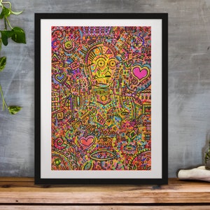 C-3POP Star Wars Inspired Psychedelic Art Print image 2