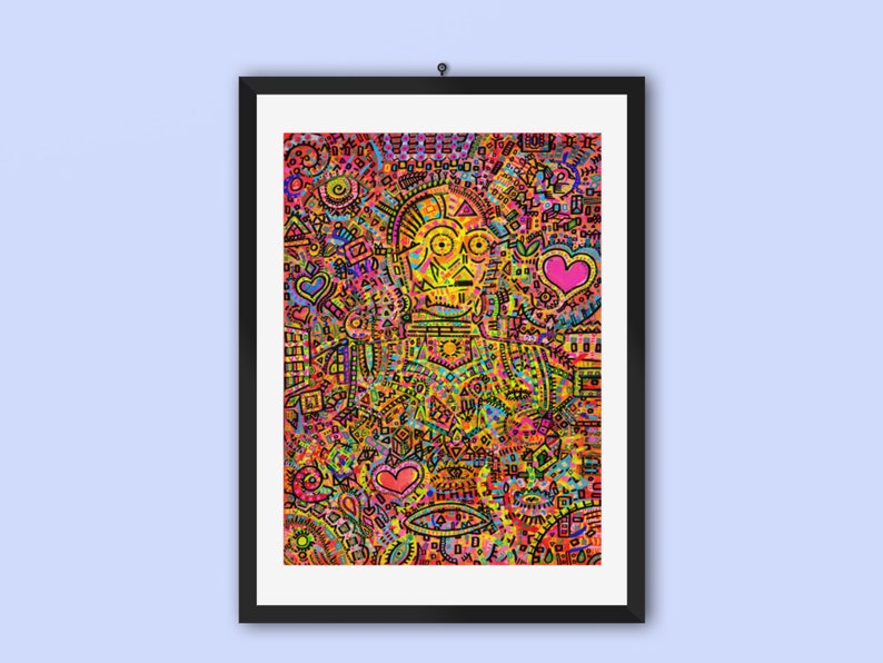 C-3POP Star Wars Inspired Psychedelic Art Print image 1