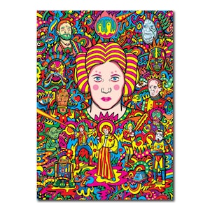 Carte de voeux psychédélique Star Wars, carte d'anniversaire de la princesse Leia, carte petit ami, carte petite amie, carte pour lui, carte mari