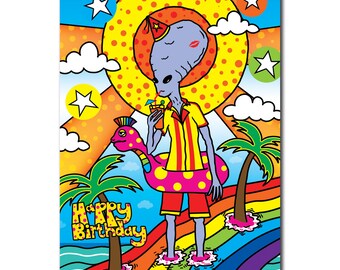 Birthday Card, Funny Card, Fun Card, Alien Card, Greeting Card, Alien Birthday Card, Card For Him, Card For Her, Boyfriend Card, Happy Card.