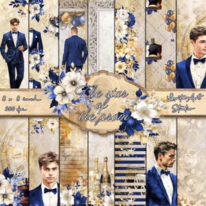 La stella del ballo di fine anno, carte digitali Prom boy, Ballo di fine anno, Stampabile, Carte per scrapbooking, Carta digitale per decoupage