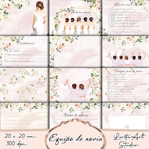 Despedida de soltera, libro de invitados de la novia del equipo, documentos digitales del álbum de recortes
