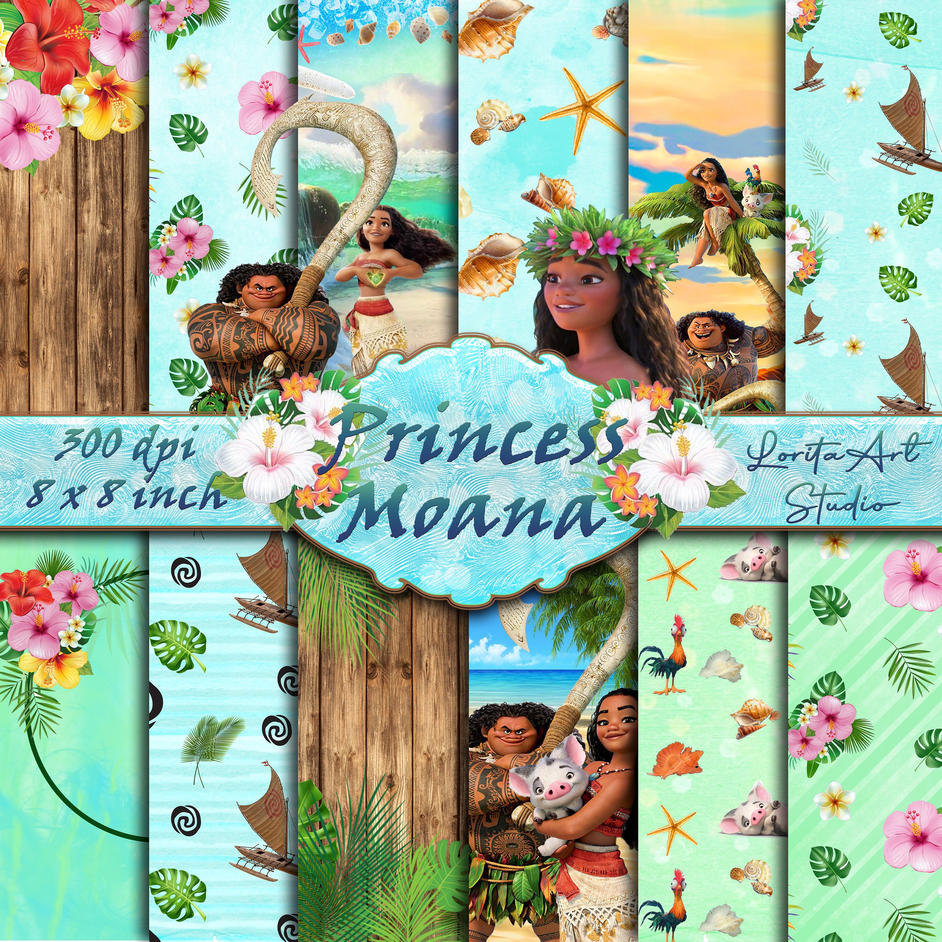 Moana Disney Princess Digital paper Scrapbooking