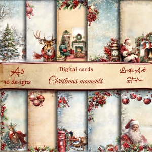 クリスマスの瞬間カード、A5 形式、クリスマス デジタル カード、クリスマス スクラップブック、印刷可能