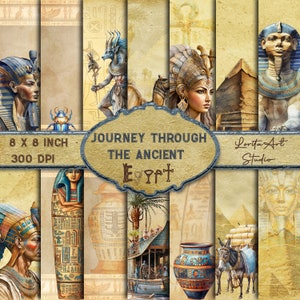 Viaje a través del antiguo- Antiguo Egipto, papeles digitales antiguos, Papeles antiguos, Imprimible, Scrapbooking, Papel digital Decoupage