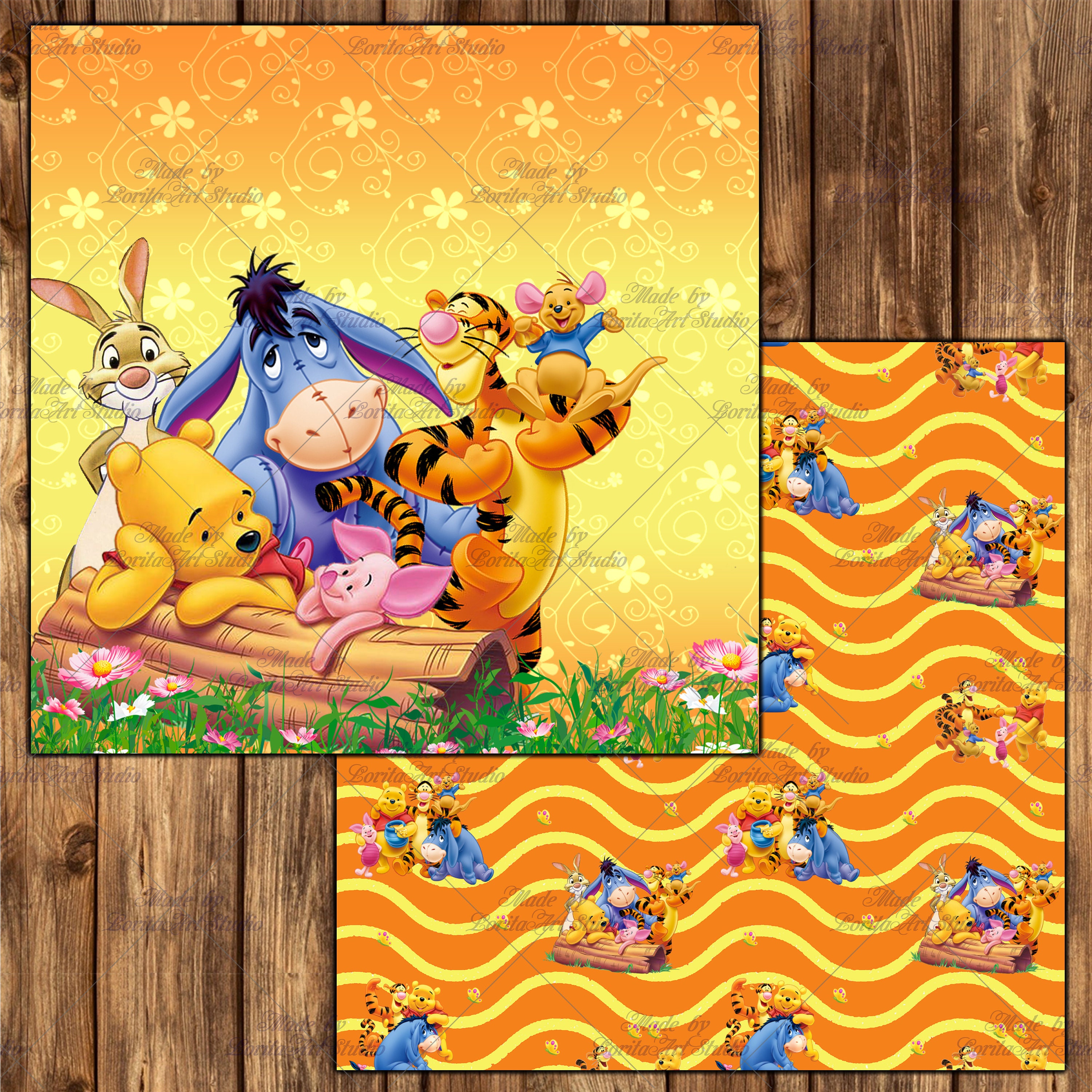 Winnie the Pooh Digital Kids Collection, Orange &amp; Yellow Paper Pack ...