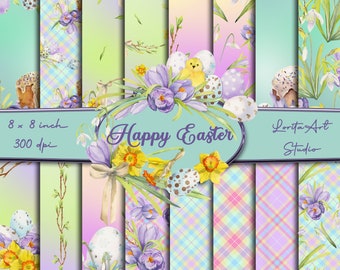 Happy Easter, Easter digital papers, Easter Scrapbook, Printable