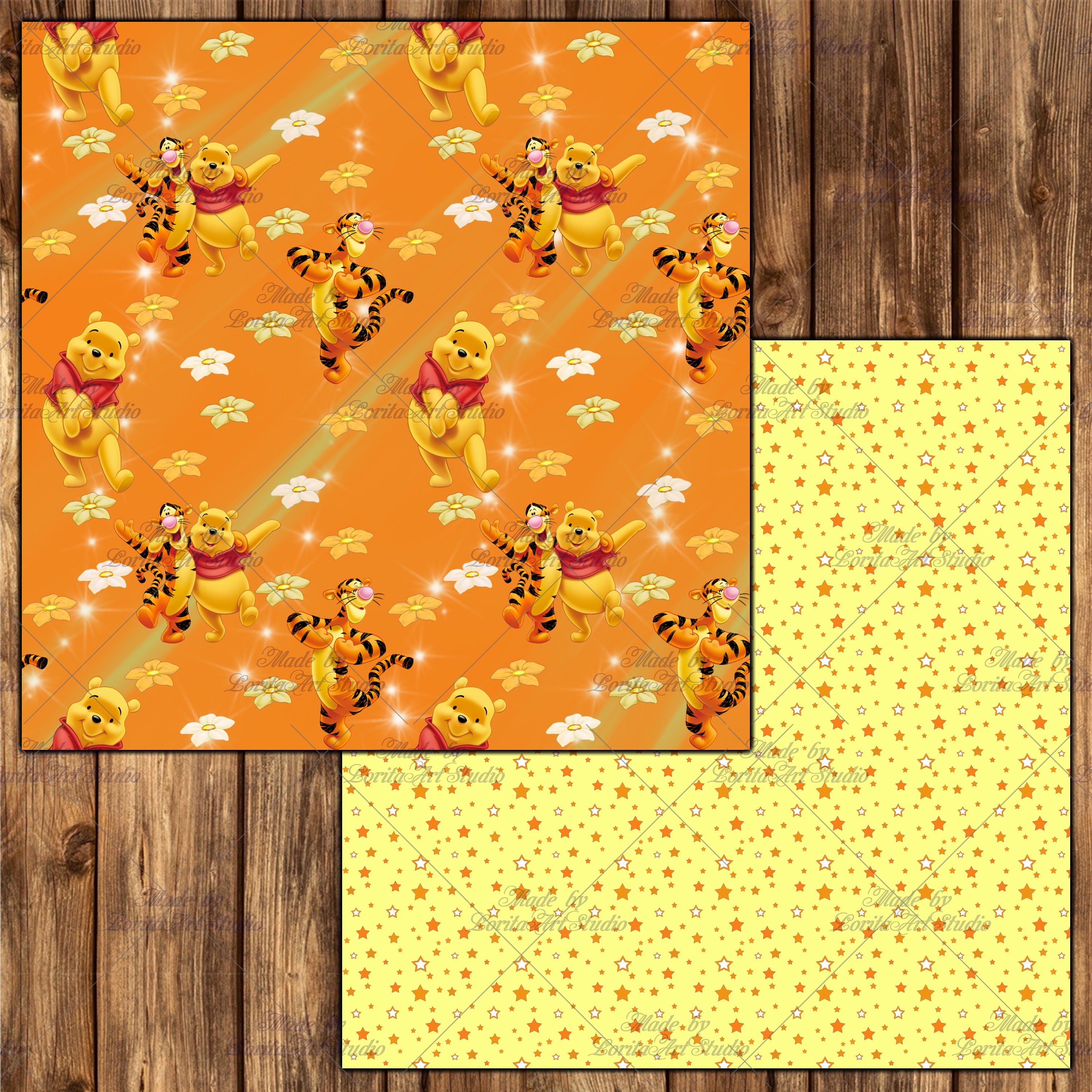 Winnie the Pooh Digital Kids Collection, Orange &amp; Yellow Paper Pack ...
