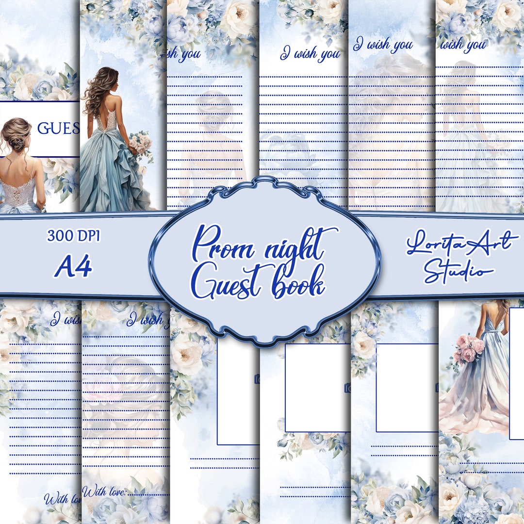 Printable Prom Girl Guest Book Pages/prom Girl Guest Book/guest Book ...