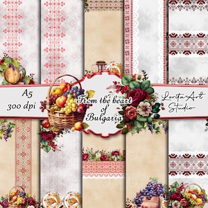 A5 cards From the heart of Bulgaria,Bulgarian scrapbook cards, Ethno Digital cards, Traditional Bulgarian Embroidery, printable