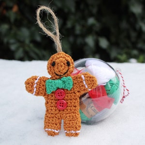 Mini Crochet Bauble Kit Gingerbread Tree Decoration, DIY Crochet Kit, Yarn & Crochet Pattern, Christmas Crochet, Crochet Stocking Filler image 2