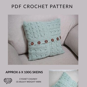 CROCHET PDF PATTERN: Patchwork Braid Pillow | Crochet cushion pattern, chunky crochet cushion, crochet pillow, crochet cables, cabled pillow