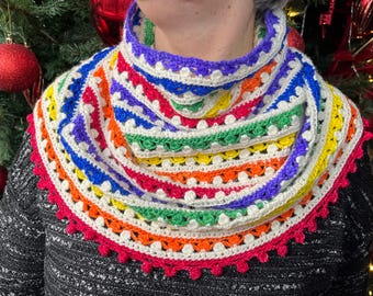 PRINTED CROCHET PATTERN: Merry Marbles Cowl | funnel shaped cowl, crochet cowl, unique crochet cowl, easy crocheted cowl, neck warmer, scarf
