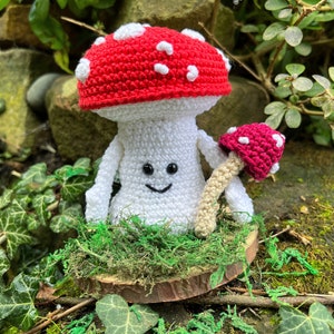 Mini Crochet Kit Mushroom Man, Crochet Kit, Yarn & Crochet Pattern, Crochet Mushroom, Amigurumi Mushroom, Crochet, Gift for Crocheter image 2