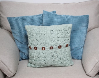 CROCHET PDF PATTERN: Patchwork Braid Pillow | Crochet cushion pattern, chunky crochet cushion, crochet pillow, crochet cables, cabled pillow