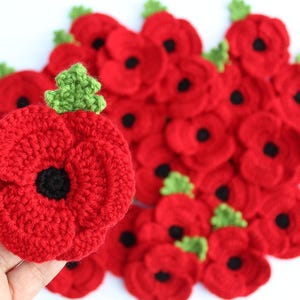 CROCHET PDF PATTERN: Crocheted Poppy | Crochet poppy pattern, remembrance poppy, crochet pattern, crochet flower, crochet poppy, poppy day