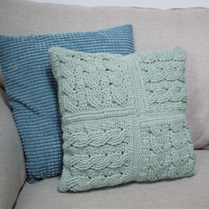 CROCHET PDF PATTERN: Patchwork Braid Pillow | Crochet cushion pattern, chunky crochet cushion, crochet pillow, crochet cables, cabled pillow