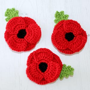 CROCHET PDF PATTERN: Crocheted Poppy | Crochet poppy pattern, remembrance poppy, crochet pattern, crochet flower, crochet poppy, poppy day