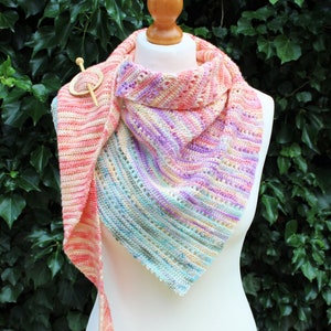 CROCHET PDF PATTERN: Festival Fade Shawl | asymmetric triangular shawl, triangle shawl, unique crochet shawl, asymmetrical crochet shawl