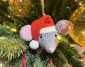 CROCHET PDF PATTERN: Noel Nibbles Tree Decoration, Christmas Santa, Crochet Mouse, Tree Ornament, Christmas Crochet, Amigurumi Mouse