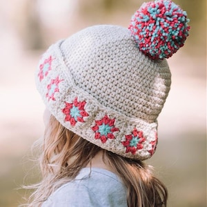CROCHET PDF PATTERN: Motif Moods Hat | granny square hat, granny squares, crochet hat, crochet beanie, crochet bobble hat, retro beanie