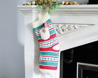 CROCHET PDF PATTERN: Peppermint Pageant Christmas Stocking | Crochet Stocking Pattern, Christmas Crochet, Xmas Stocking, Christmas, Crochet