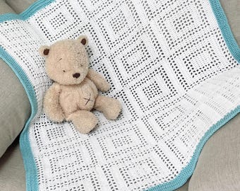 CROCHET PDF PATTERN: Peekaboo Panel Baby Blanket | Baby Blanket Crochet Pattern, Filet Crochet Blanket Pattern, Filet Blanket, baby shower