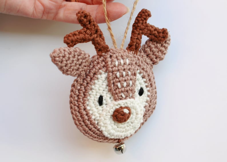 Mini Crochet Bauble Kit Reindeer Tree Decoration, DIY Crochet Kit, Yarn & Crochet Pattern, Christmas Crochet, Crochet Stocking Filler image 2