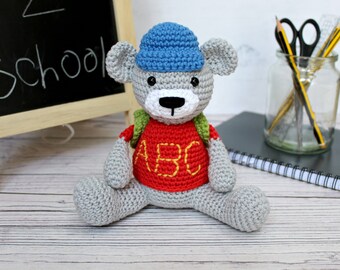 CROCHET PDF PATTERN: Back to School | Amigurumi bear, amigurumi toy, Crochet bear, fun amigurumi, school keepsake, amigurumi pattern uk