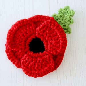 CROCHET PDF PATTERN: Crocheted Poppy | Crochet poppy pattern, remembrance poppy, crochet pattern, crochet flower, crochet poppy, poppy day