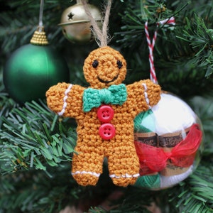 Mini Crochet Bauble Kit Gingerbread Tree Decoration, DIY Crochet Kit, Yarn & Crochet Pattern, Christmas Crochet, Crochet Stocking Filler image 1