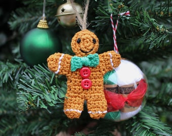 Mini Crochet Bauble Kit | Gingerbread Tree Decoration, DIY Crochet Kit, Yarn & Crochet Pattern, Christmas Crochet, Crochet Stocking Filler