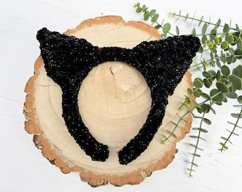 CROCHET PDF PATTERN: Feline Fancy Headband | Crochet cat headband, crochet fancy dress, halloween, cat ears, world book day, crochet costume