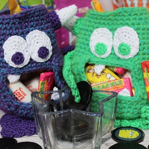 CROCHET PDF PATTERN: Sweet Treat Eaters Crochet monster pattern, amigurumi monster, fun crochet, crochet container, crochet halloween image 5
