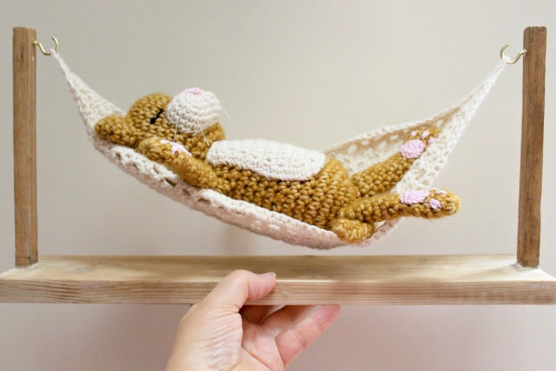 CROCHET PDF PATTERN: Relaxing Ralph Cat Amigurumi cat in a hammock, sleepy cat, amigurumi cat, crochet cat, fun amigurumi, cute crochet image 2