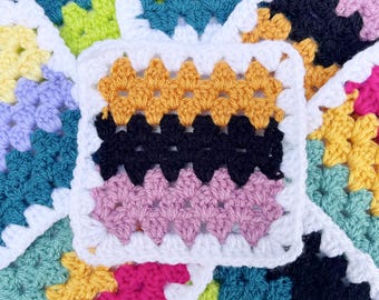 CROCHET PDF PATTERN: Readers Row Granny Square | Crochet blanket, crochet square motif, crochet stripes afghan block, granny square rows