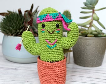 CROCHET PDF PATTERN: Timmy the Tribal Cactus | Amigurumi cactus, amigurumi cacti, Crochet cactus, crochet cacti, crochet plant, cute crochet