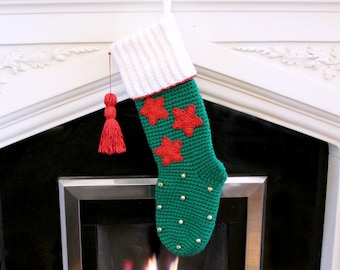 CROCHET PDF PATTERN: Starlight Stocking | Crochet Stocking Pattern, Christmas Crochet, Easy Crochet Stocking, Christmas Stocking, Christmas