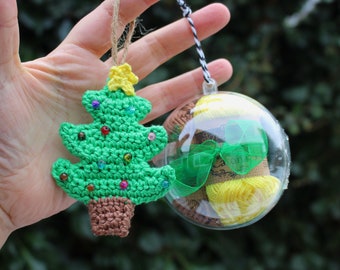 Mini Crochet Bauble Kit | Christmas Tree Decoration, DIY Crochet Kit, Yarn & Crochet Pattern, Christmas Crochet, Crocheter Stocking Filler