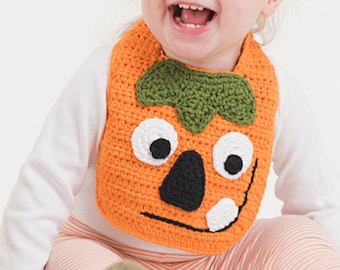 CROCHET PDF PATTERN: Pumpkin Bib | Crochet pumpkin pattern, crochet bib, baby bib, crochet halloween, crochet jack o'lantern, baby crochet