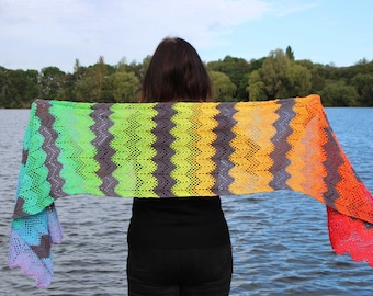 CROCHET PDF PATTERN: Chevron Spectrum Wrap | Crochet Shawl Pattern, Crochet Wrap Pattern, Crochet Shawl, Rainbow Crochet, Crochet Zig Zag