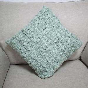 CROCHET PDF PATTERN: Patchwork Braid Pillow | Crochet cushion pattern, chunky crochet cushion, crochet pillow, crochet cables, cabled pillow