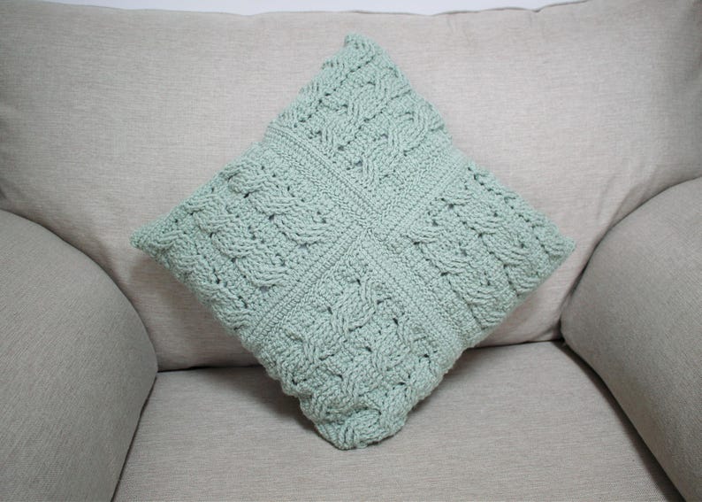 CROCHET PDF PATTERN: Patchwork Braid Pillow | Crochet cushion pattern, chunky crochet cushion, crochet pillow, crochet cables, cabled pillow