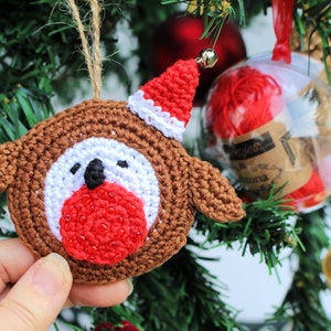 Mini Crochet Bauble Kit Robin Tree Decoration, DIY Crochet Kit, Yarn & Crochet Pattern, Christmas Crochet, Crochet Stocking Filler, Robin image 1