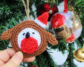 Mini Crochet Bauble Kit | Robin Tree Decoration, DIY Crochet Kit, Yarn & Crochet Pattern, Christmas Crochet, Crochet Stocking Filler, Robin