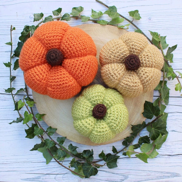 CROCHET PDF PATTERN: Slick & Quick Pumpkin Trio | Crochet pumpkin pattern, beginner crochet pumpkins, amigurumi pumpkins, crochet halloween