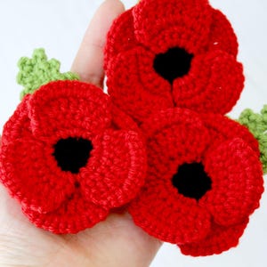 CROCHET PDF PATTERN: Crocheted Poppy | Crochet poppy pattern, remembrance poppy, crochet pattern, crochet flower, crochet poppy, poppy day