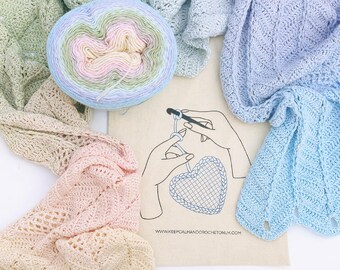 CROCHET KIT | Parisian Plait Crochet Wrap Kit, DIY crochet kit, crochet shawl kit, yarn & crochet pattern, crochet shawl, uk crochet wrap