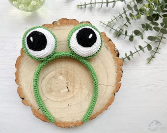 CROCHET PDF PATTERN: Funny Frog Headband | Crochet frog headband, crochet fancy dress, frog fancy dress, world book day, crochet costume